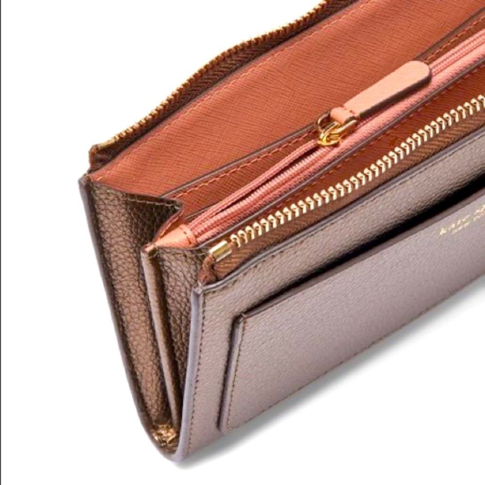2/$150 Kate Spade Ash Metallic Continental Lzip Wallet